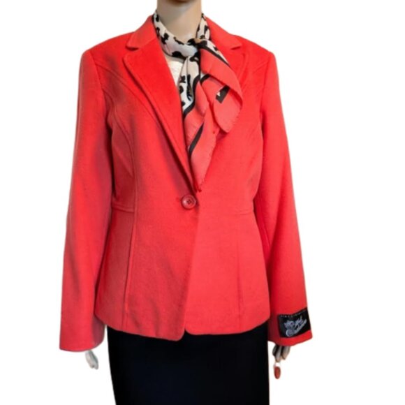 NWT Louben Canada Wool/Cashmere Orange Jacket Size 12 - Picture 9 of 9